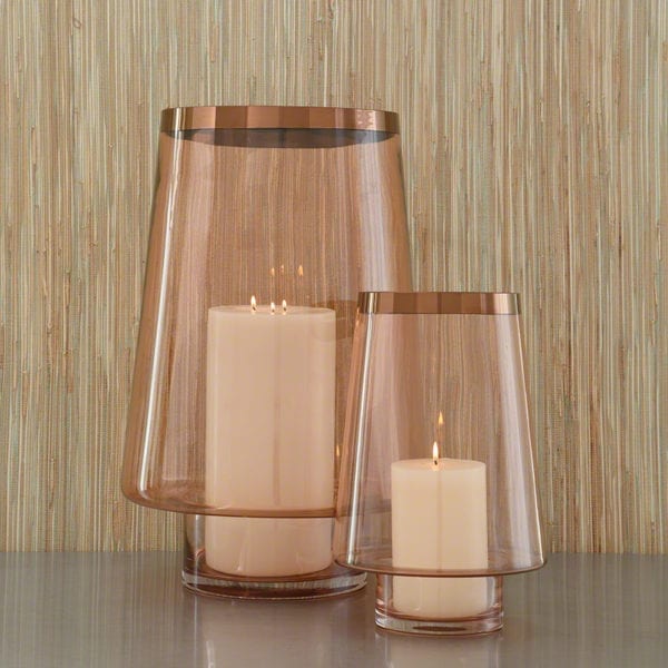 Copper Banded Hurricane Vase