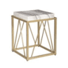 White & Gold Metal w/Marble Glam End Table