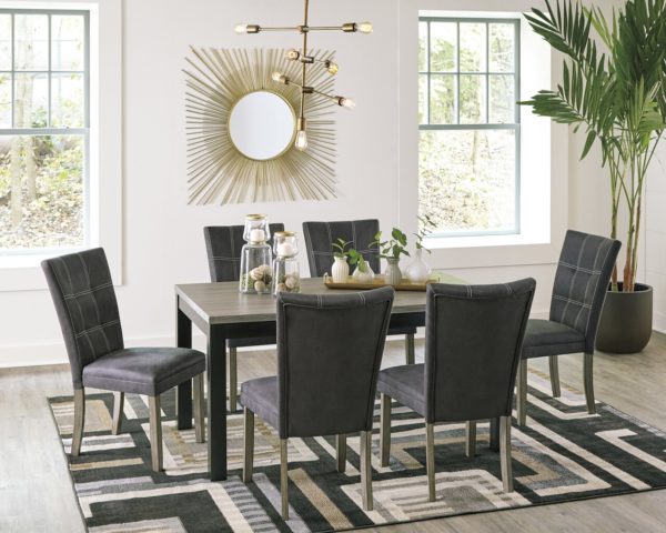 DONATELLY RECT DINING TABLE W/UPH DINING CHAIR