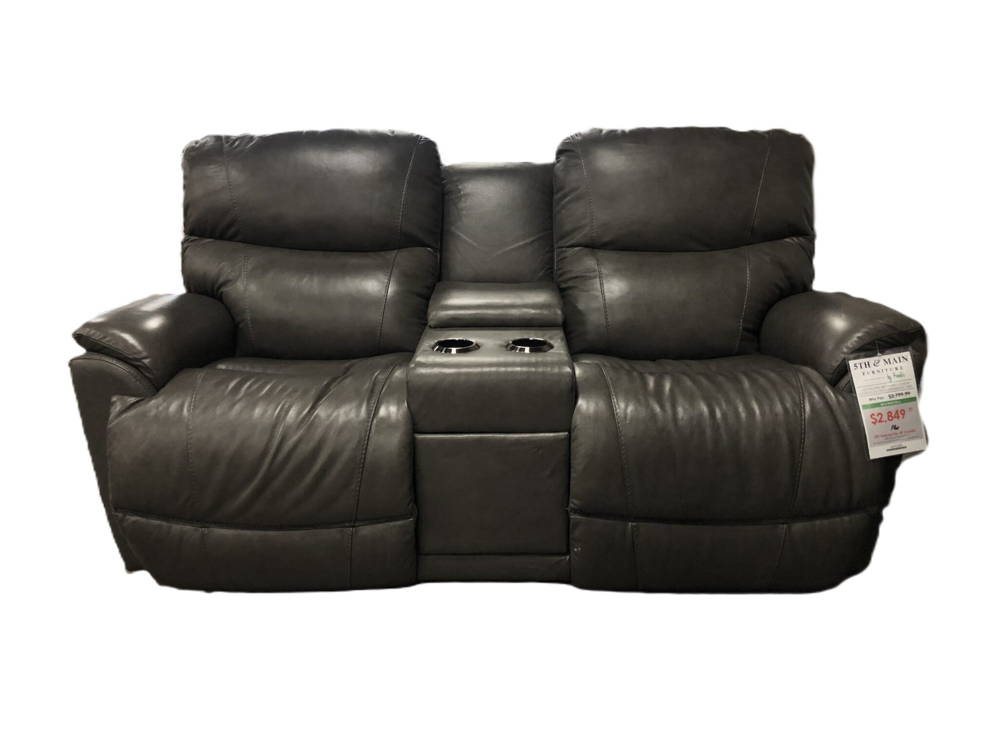 Trouper Leather Reclining Loveseat w/Console
