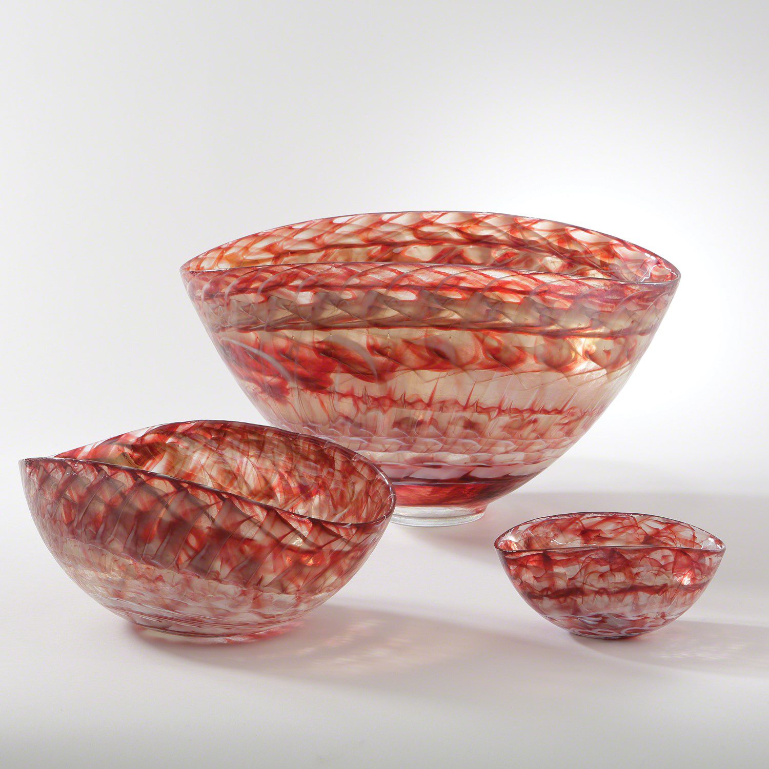 Red Swirl Oval Bowl - Large
