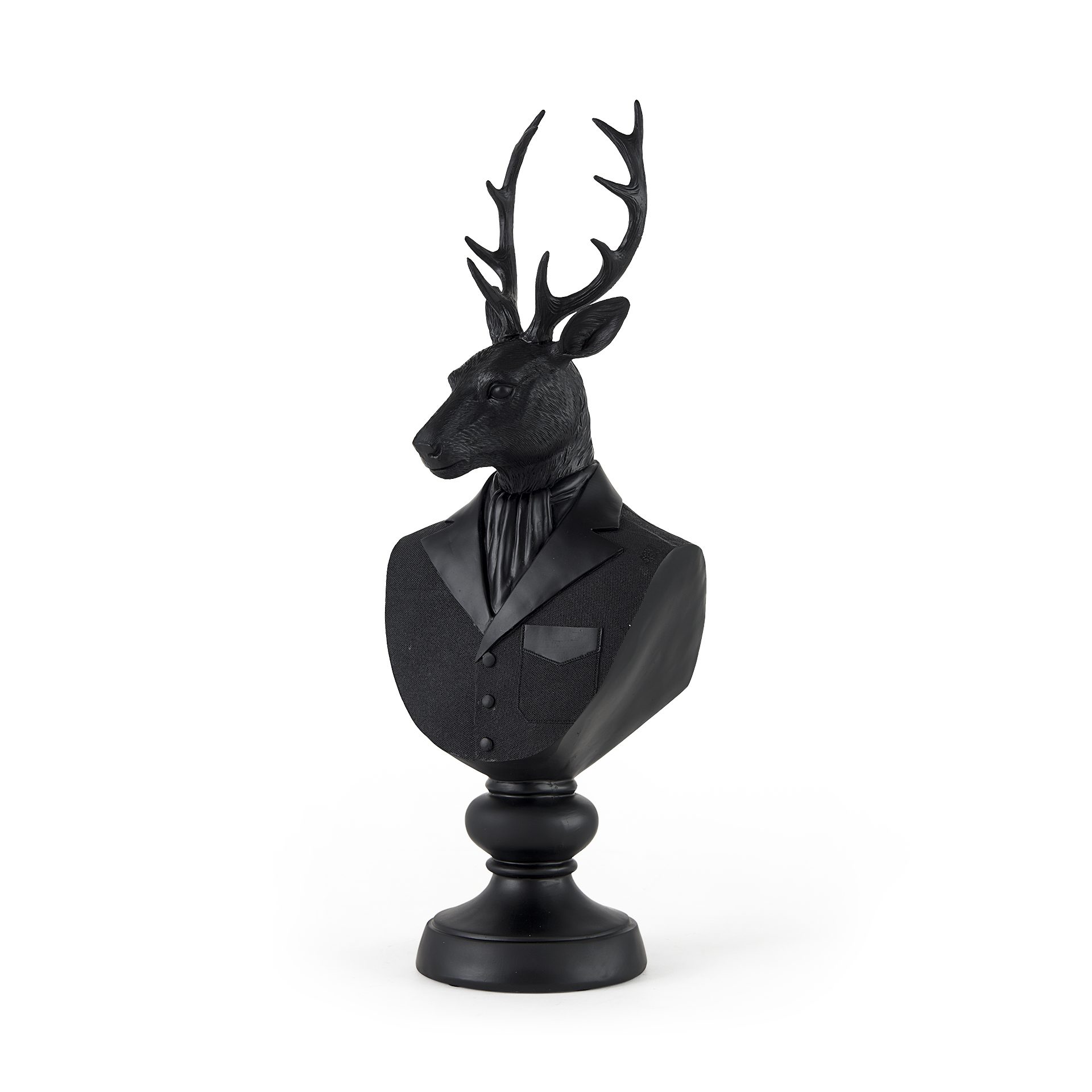 Mozart Deer Bust Black Painted Resin