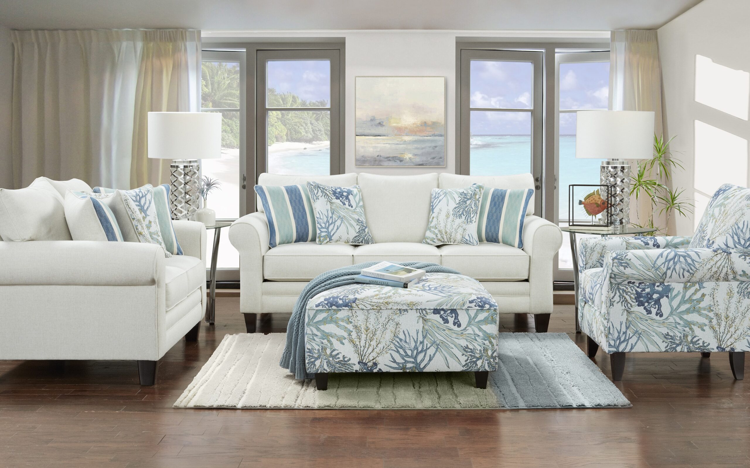 Lifes a Beach Oceanside Accent Ottoman